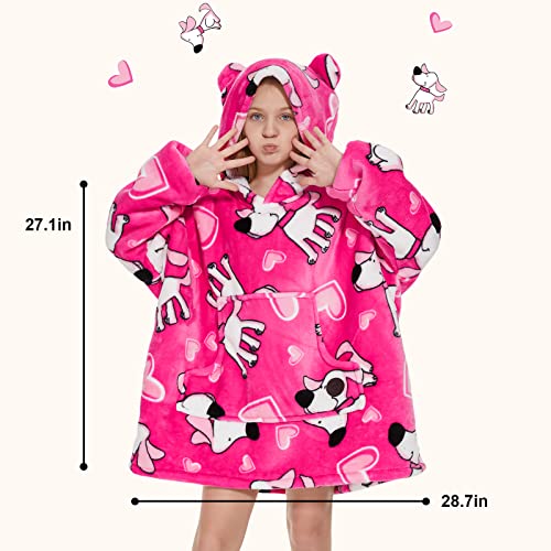 THREE POODLE Wearable Blanket Hoodie, Glow in The Dark Oversized Hoodie Blanket, Sherpa Hooded Blanket Sweatshirt for Adults Women Men Kids, Cozy Gifts