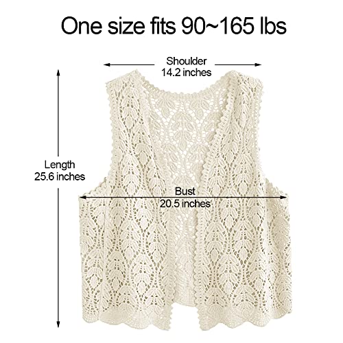 Image of Womens Floral Crochet Lace Boho Trim Sleeveless Open Front Vest Cardigan