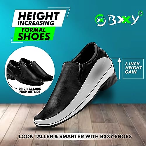 Image of BXXY Men's 2 inch Height Increasing Synthetic Material Formal Moccasion, Slip-On Shoes with Pu Sole.