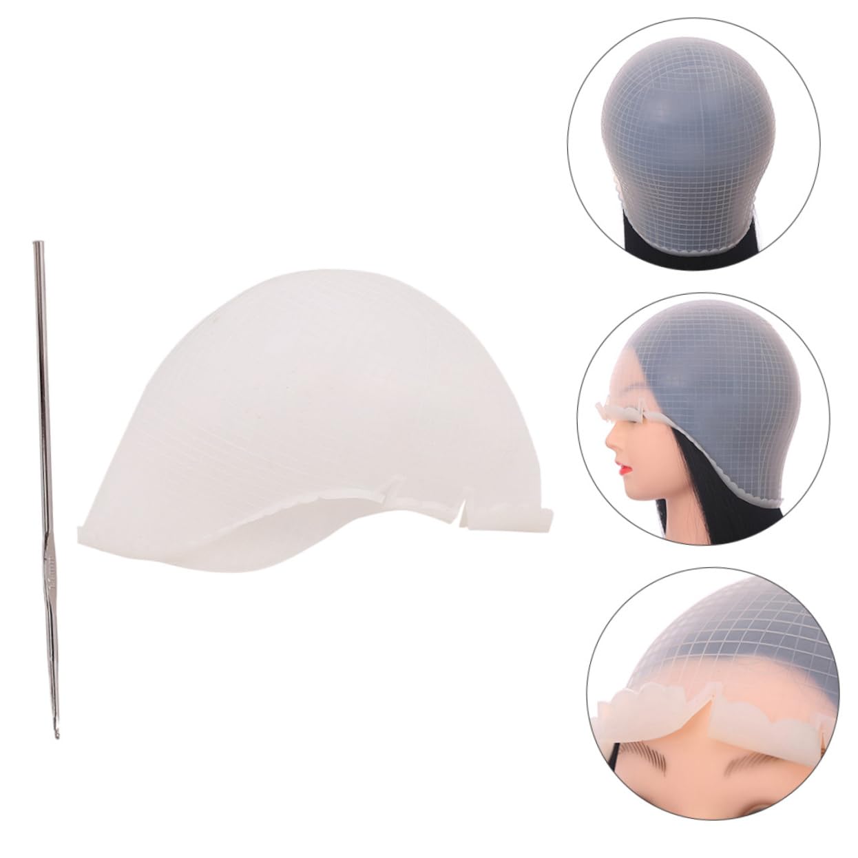 Juego de 2 Gorros para Teñir el Cabello de Silicona y Hierro con Aguja para Mechas, Fácil de Lavar, Adecuado para Uso Profesional y Doméstico