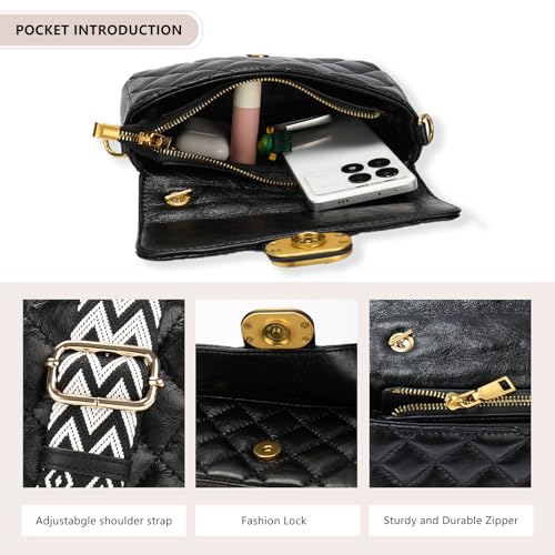 Quilted Crossbody Bags for Women Small Purse Trendy Vegan Leather Shoulder Handbags with Adjustable Shoulder Strap 5
