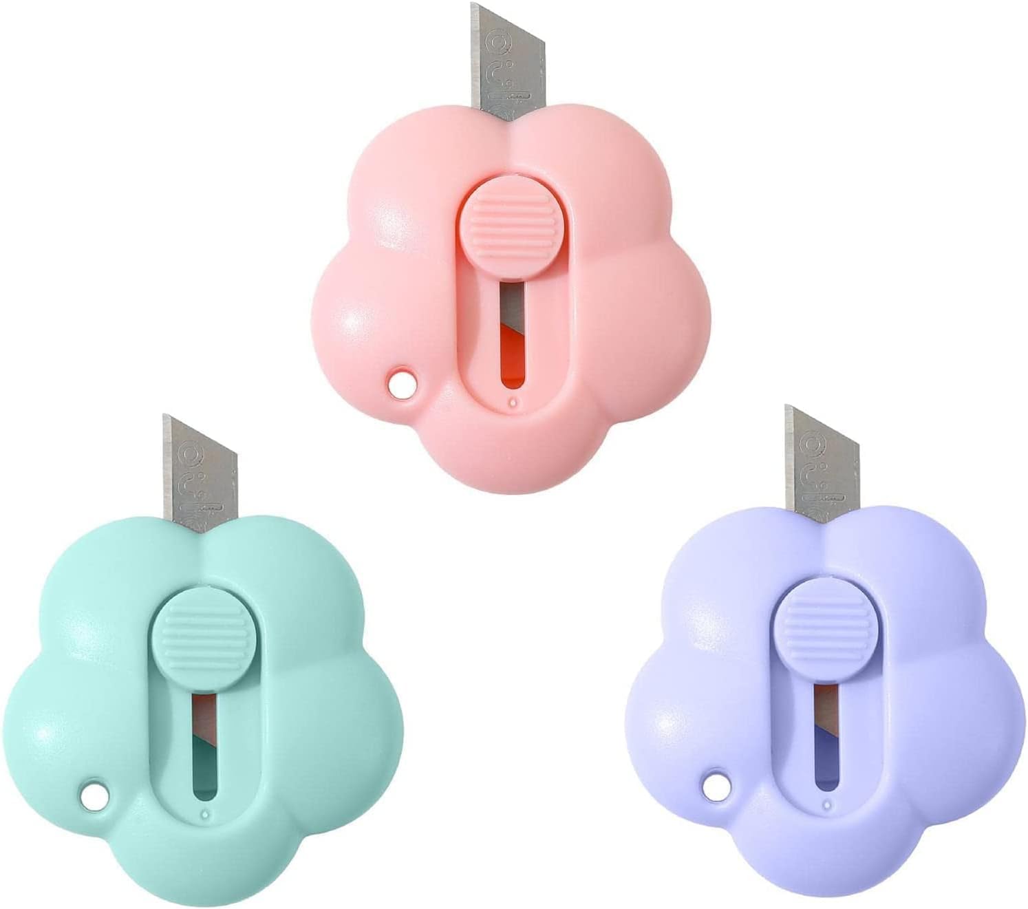 3Pcs Mini Flower Letter Openers,Daisy Shaped Box Cutter,Utility Knives,Multifunction Retractable Letter Opener Paper Envelope Cutter,Friendly Package