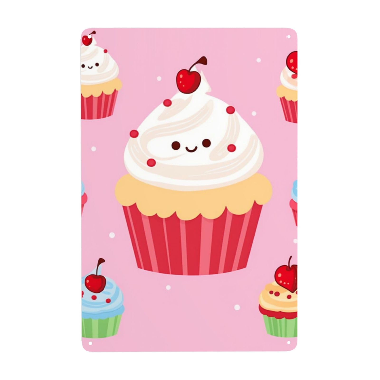 Fodpand White Vintage Tin Signs Metal Retro Wall Art Decor - Wall Hanging Decorative Plaque 8X12 Inch, Cute Cupcake Metal Signs For Home Yoga Cafes, Funny Metal Poster For Gifts