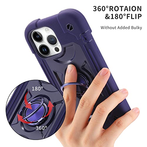 Image of MARKILL Compatible with iPhone with Built-in 360Rotating Ring Stand, Military Grade Drop Protection Full Body Rugged Heavy Duty Case Durable Cover (Deep Purple, iPhone 13 Pro Max 6.7 inch)