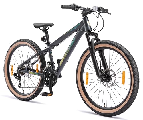 BIKESTAR Kinder Fahrrad Mountainbike 21 Gang Shimano, Scheibenbremse ab 8...