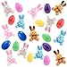 Neusky Juego de 12 huevos de Pascua de colores rellenos con un conejo de peluche (7,5 cm) (12 unidades)