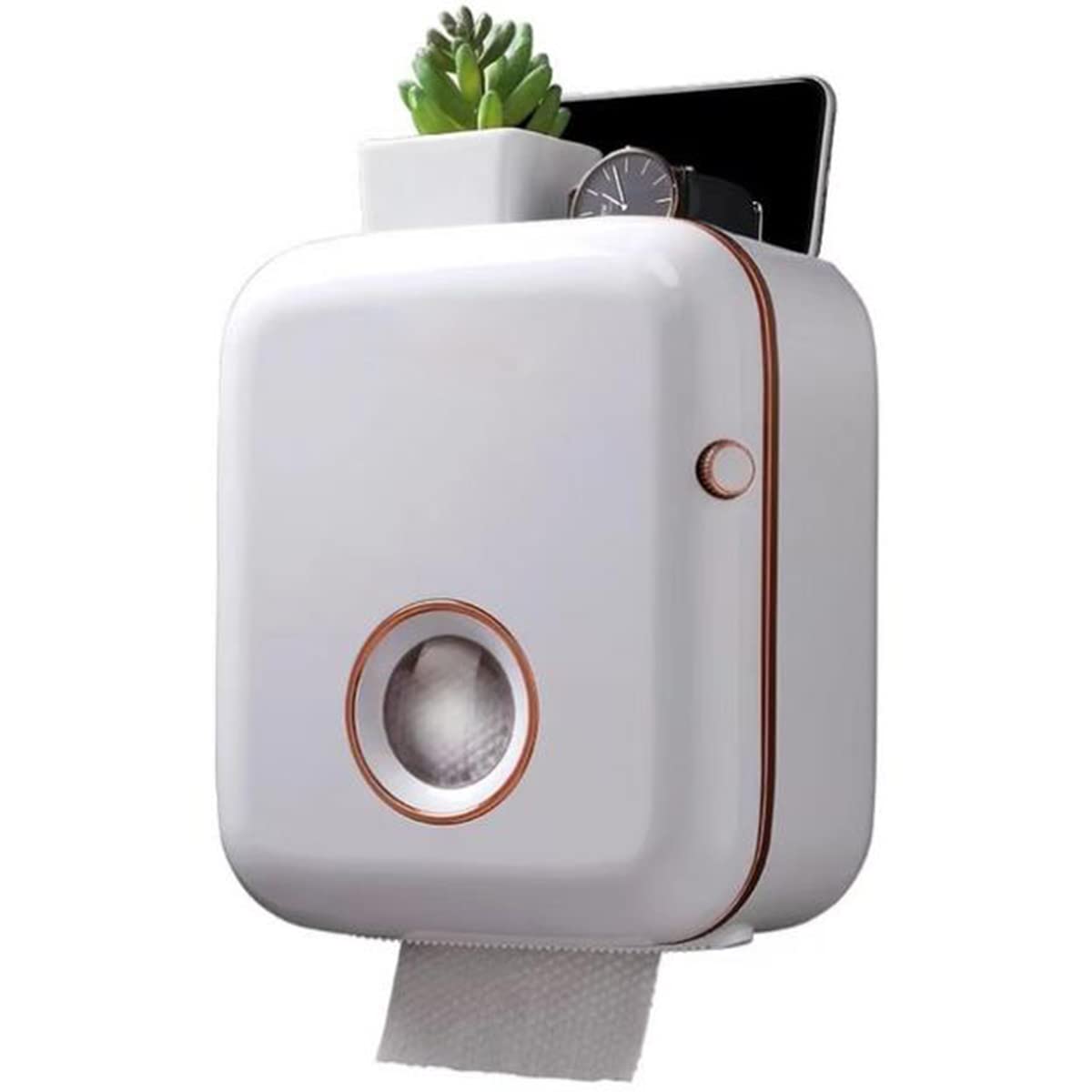Portarrollos de Papel higiénico con Estante y cajón, dispensador de Papel higiénico Adhesivo de Pared, dispensador de Papel higiénico a Prueba de Humedad