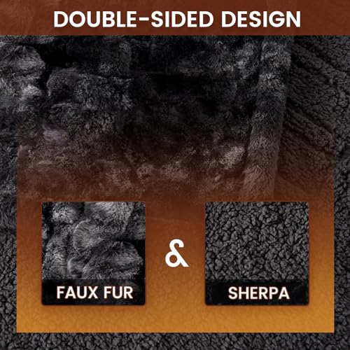 Bearhug Electric Blanket Queen Size 84"x 90", Dual Controllers Heated Blanket, Faux Fur & Grey Sherpa, 10 Heating Levels & 1-12H Auto Off, Over-Heat Protect, ETL, Machine Washable