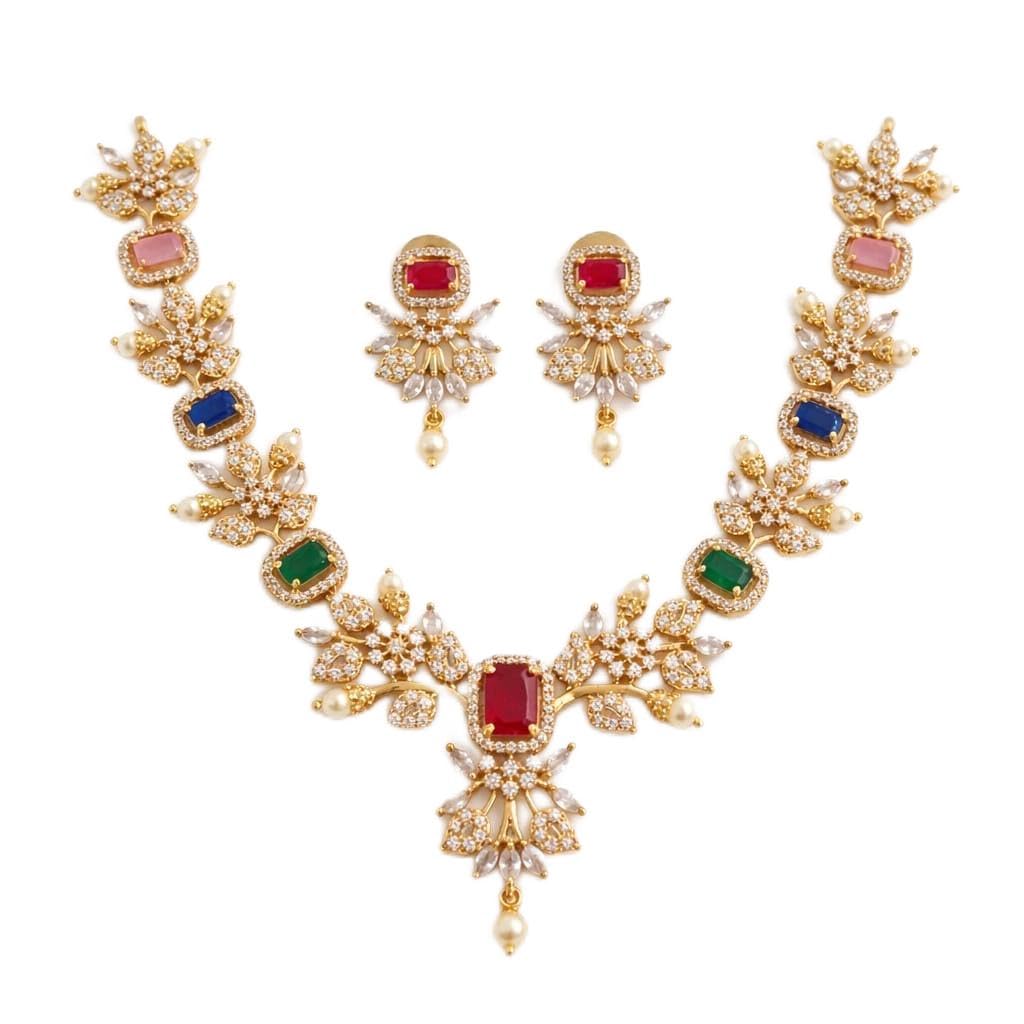 Traditional Gold-Plated Multi-Color Stone Necklace Set with Earrings for Women - Review, Price and Buying Guide