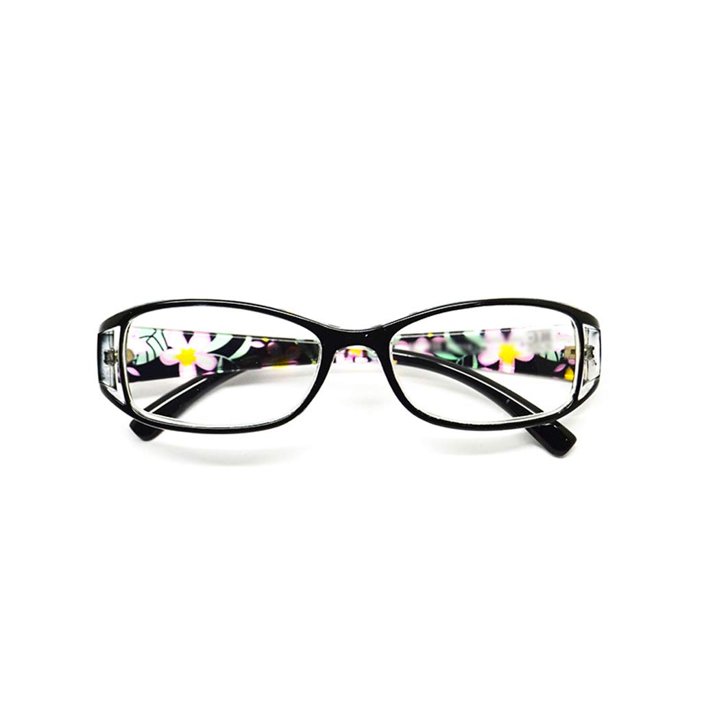 Wygodne damskie okulary do czytania, modne damskie prostokątne oprawki do okularów, okulary blokujące niebieskie światło (3 szt.) (Color : Black, Size : 3.5)