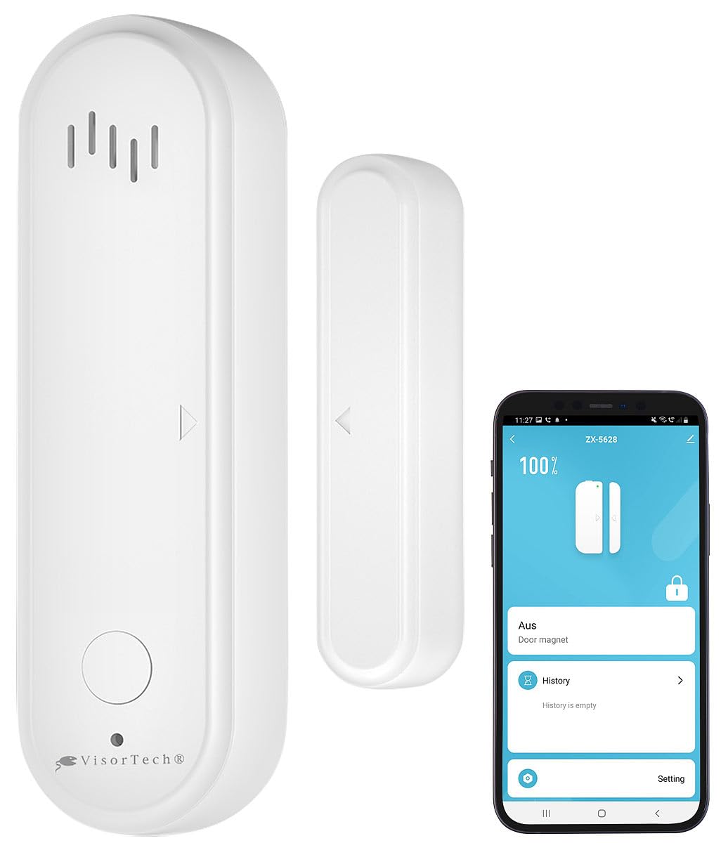 VisorTech Fenstersensoren Alexa: 4er-Set 2in1-WLAN-Tür- und Fensteralarme, Sirene, App, Sprachsteuerung (Haustüralarme, Tür-Fenster-Kontakt mit Sirene, Klingel)