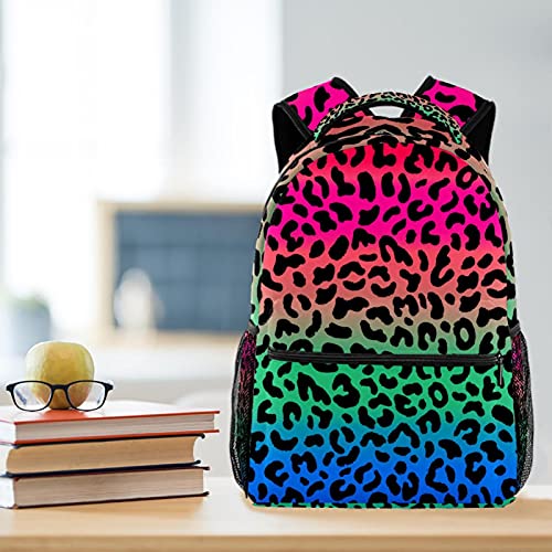 Sac à dos d'école léopard multicolore et léger pour garçons et filles - 6