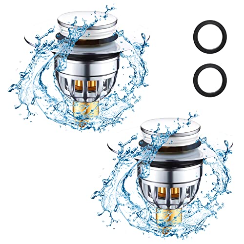 2 Pièces Bouchon Lavabo Universel Bond, Flitre de Vidange Anti-Bloqué, Bouchon Lavabo Salle de Bain avec 2 Joints étanches en Silicone épais, Filtre Anti-Clogging pour Trous de Drainage 34-38mm