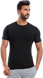 فانلة نصف كم داخلية برقبة دائرية من القطن المرن للرجال قطونيل