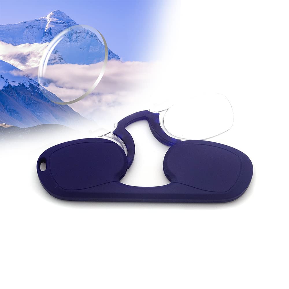 Xiaoxu Portable Mini Nose Clip Reading Glasses, Nose Pinching Armless Reading Glasses with Case, Women Men HD Anti-Blue Presbyopic Glasses (Orange,+3)