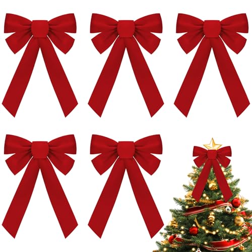 6 Stück Rote Schleifen Weihnachten 36x28cm - Groß Geschenkschleifen...