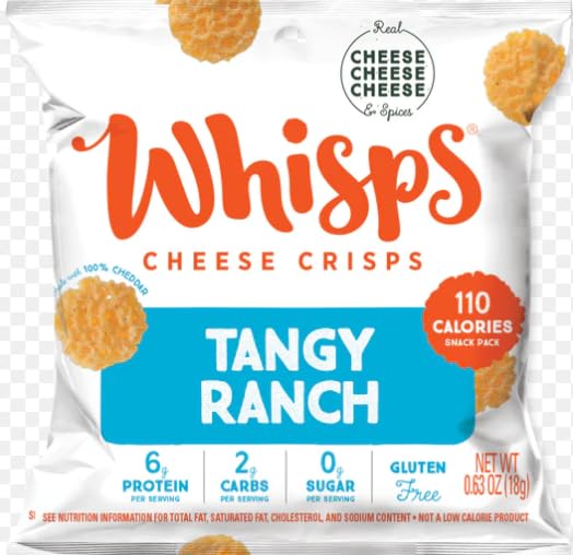 Whisps Cheese Crisps Tangy Ranch NET WT .63 OZ (18 g) Zero