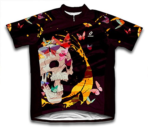 ScudoPro Skull Butterfly Short Sleeve Cycling Jersey for Women - Size L