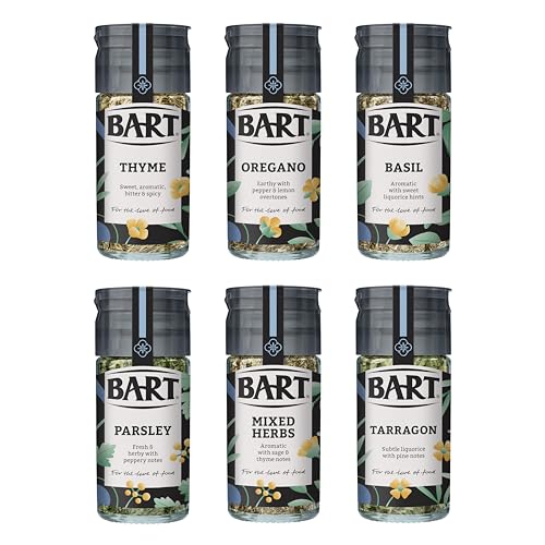 BART Essential Herbs Bundle - Including Thyme, Oregano, Basil, Parsley, Mixed Herbs & Tarragon - Essential Seasoning Kit (Bulk Buy Pack of 6)