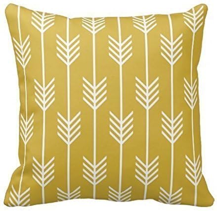 Modern Arrow Fletching Pattern Mustard Yellow Pillowcase 16 x 16 Inches