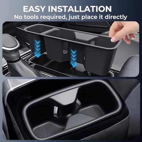 Image of Cup Holder Inserts for KIA Telluride 2025 2024 2023 2022 2021 2020, Interior Accessories Center Console Front & Rear TPE Cup Holders Covers Protector for 2020-2025 Telluride, Black