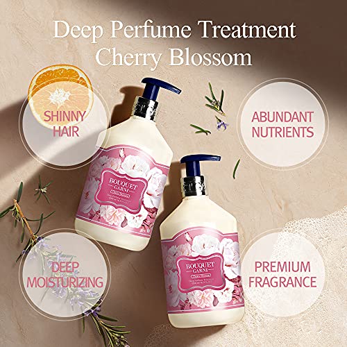Bouquet Garni Treatment Cherry Blossom - Long Lasting Fragrance Natural Hair Conditioner - Natrual Surfactant Giving Soft And Soothing Cleansing To Scalp And Hair - Argan Oil Protein Amino 16.9 Fl Oz #TOP1