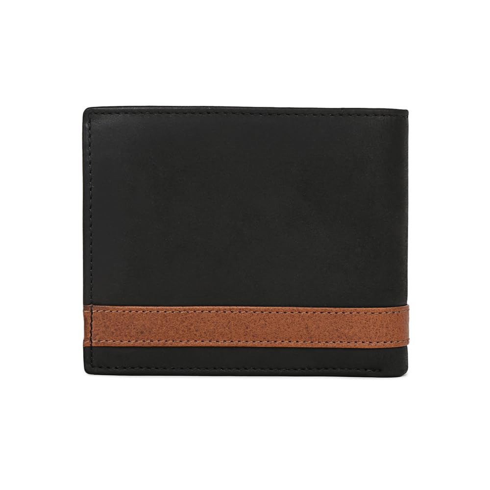 Fossil Billetero para hombre Quinn, 100% Piel Bifold negro 11.4 cm Largo x 2.5 cm Ancho x 9.5 cm Alto ML3653001