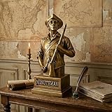 Sprgarde Gold Minuteman Statue - American Revolutionary War Soldier Bust with Musket - 1776 Patriotic History Decor for Home Office, Library & Classroom - Unique Gift for Gun Enthusiasts