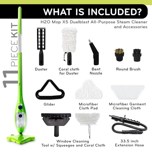 H2O X5 Steam Mop 5-in-1 DualBlast and Handheld Steamer Cleaner For Kitchen Tile Floors, Floor Steamer, Hardwood Floors, Grout Cleaner, Upholstery Cleaner and Carpets by H2O - Image 2