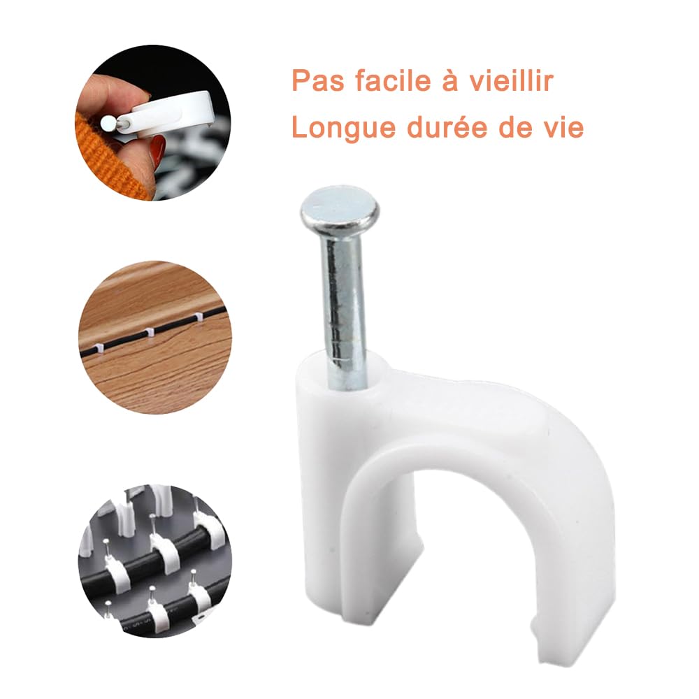 Voarge 400pcs White Electric Cable Fastener with Steel Nail Fixing, 4 Sizes: 4mm, 6mm, 8mm, 10mm - Image 4