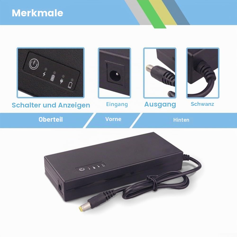 Mini-UPS 12V 3A 10400MAh Für Router, Glasfasermodem, Sicherheitsüberwachung, Mit Überlade-/Überstromschutz (Schwarz)