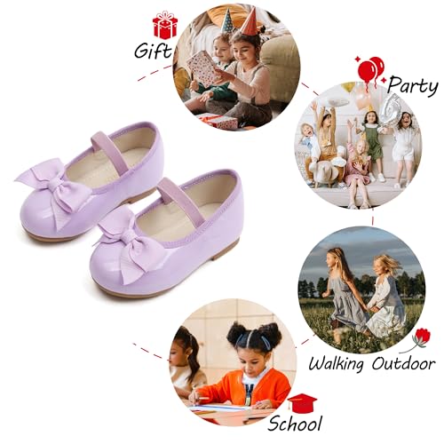 Image of PHIRAMIN Toddler Flower Girl Dress Shoes - Little Girl Ballet Flats Bow Wedding Party