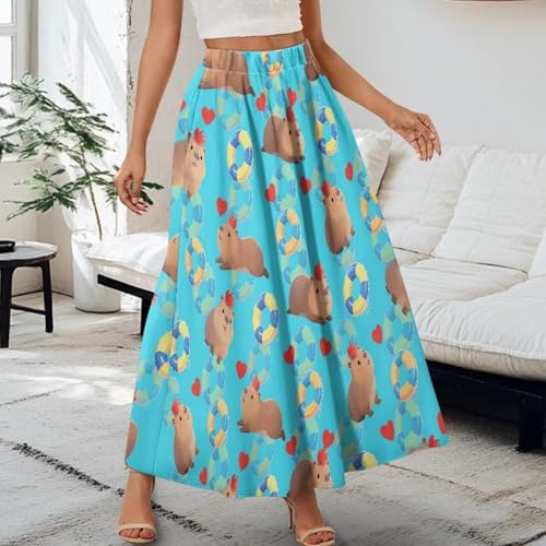 Women's Printed Long Skirts Elastic Waist A Line Maxi Skirt with Pockets Comfor Casual for Travel Vacation S-2XL4