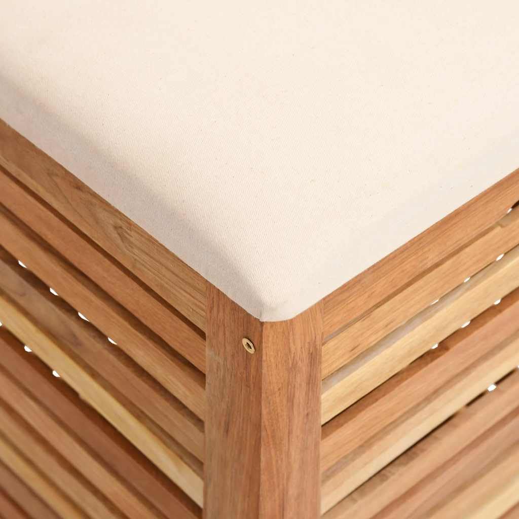 vidaXL Tabouret de Salle de Bain, Siège avec Coussin, Panier à Linge avec Couvercle, Coffre à Linge avec Rangement Toilette, Marron 40,5x40,5x56 cm Bois Massif de Noyer