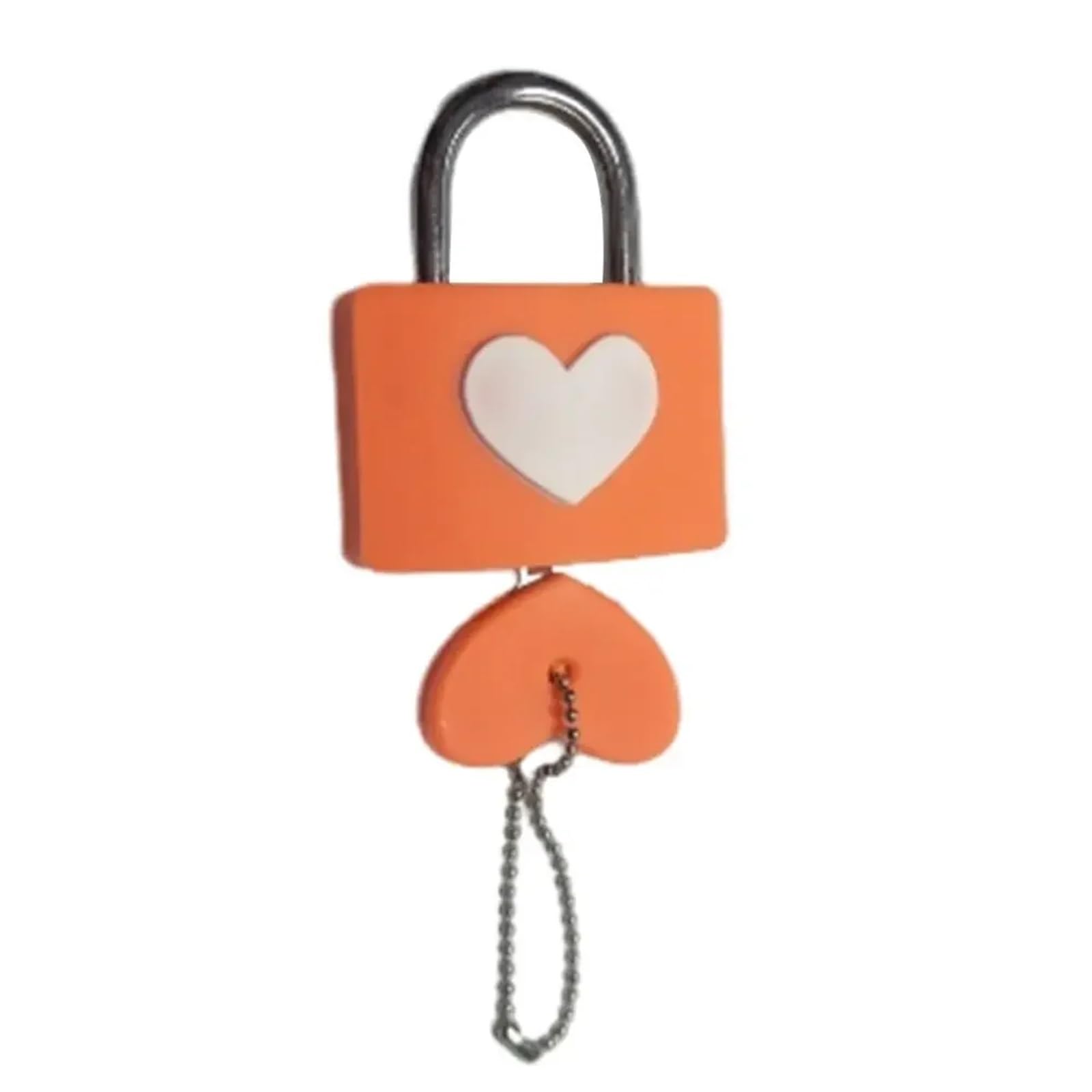 Cadenas cœur orange avec manchon caoutchouc抗震 mini antivol sac à dos