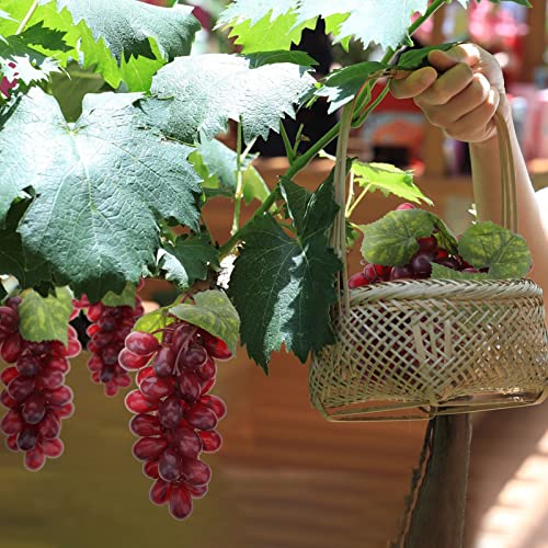 Woration 4 Bunches Artificial Grape Lifelike Simulation Fruit Decorative Fake Dark Red Grapes With Vines Party Garden Home Prop Cabinet Display (36 Kernels) #TOP4