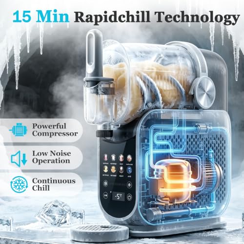 Image of Slushie Machine, 2-in-1 Soft Serve Ice Cream & Frozen Drink Machine | 88oz Capacity, No Ice Needed, Self-Cleaning, Commercial Slushy Machine for Home, Margaritas, Frappes, Milk Shake
