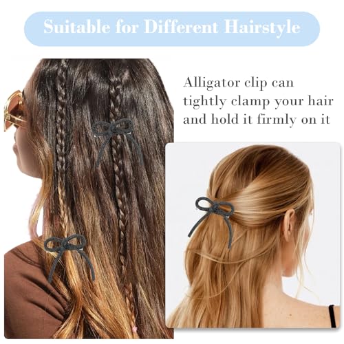 Pinzas para el cabello con moño de pedrería, pack de 4, accesorios negros brillantes para cabello para bodas y eventos miniatura 5