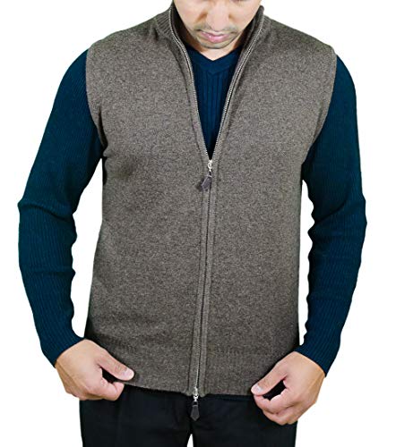 Cashmere Boutique: Men's Zip Vest Sweater In 100% Pure Cashmere Slim Fit (Color: Black, Size: Small) #TOP19