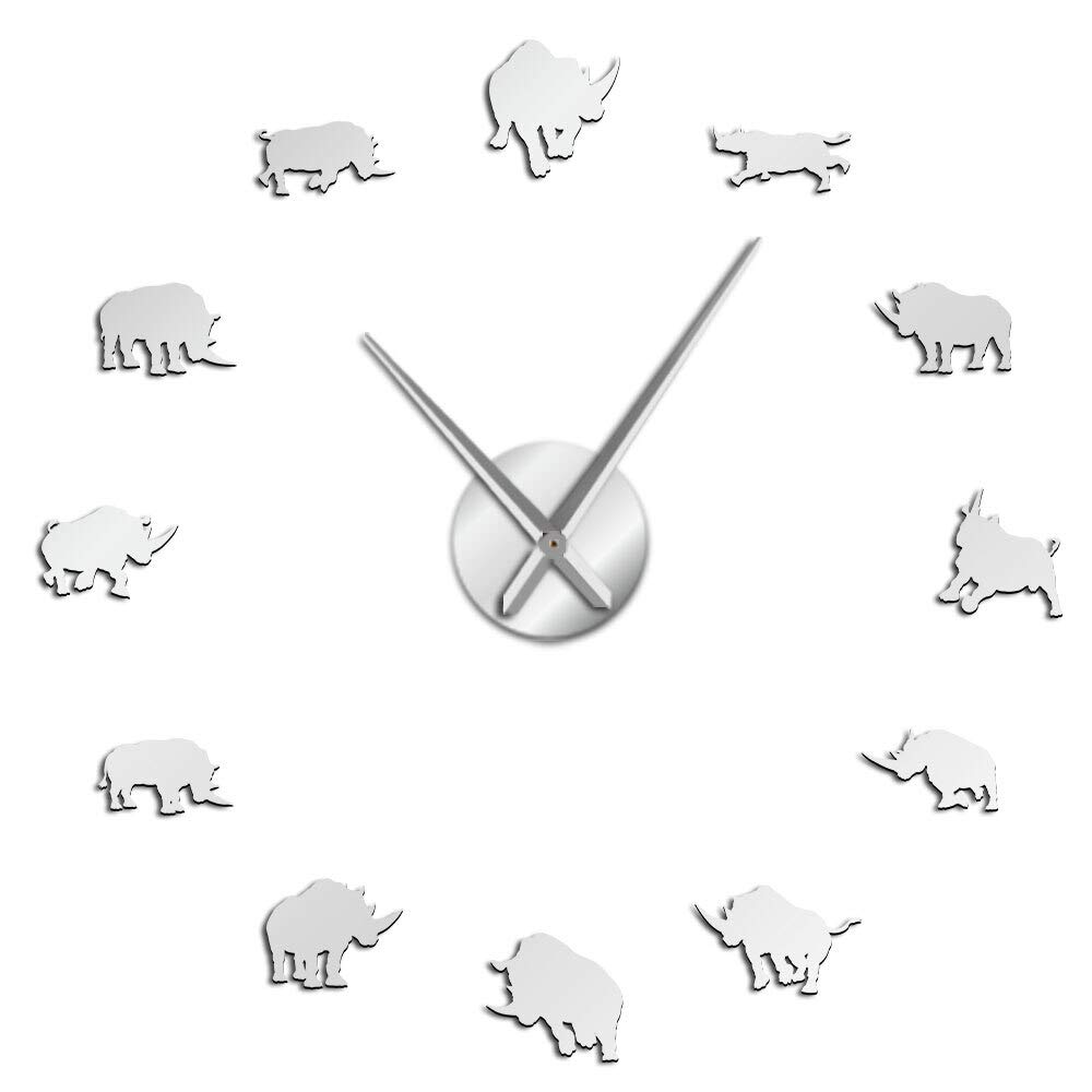 Horloge murale rhinocéros pour déco salon moderne et chambre enfant safari