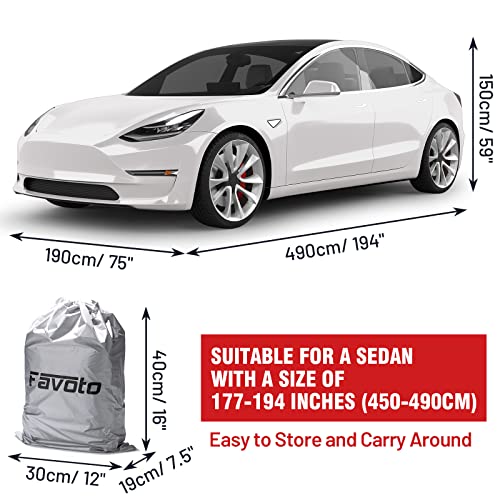 Image of Favoto Sedan Car Cover Waterproof - Custom Fit for Toyota Camry (1996-2014) All Weather for Automobiles Outdoor with Reflective Stripe Snow Sun Dust UV Protection Full Exterior Cover