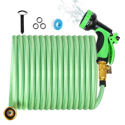 Dopilot 50FT Garden Hose - 10 Function Nozzle, Solid Brass Connector, High Pressure No-Kink for Car Wash & Yard Dopilot 50FT Garden Hose - 10 Function Nozzle, Solid Brass Connector, High Pressure No-Kink for Car Wash & Yard