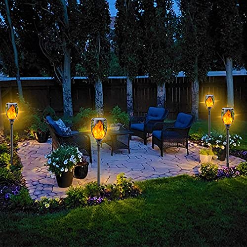 4-Pack Solar Flame Torch (Larger Size & Higher), 90 Led Solar Outdoor Lights For Garden Decorations With Flickering Flame, Waterproof Tiki Torches Solar Lights For Outside Pathway Patio Yard Landscape #TOP3