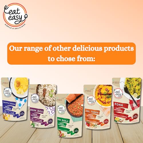 Image of Eat Easy Ready To Eat Jain Paneer Tikka Masala- 95g (Pack of 2) No Onion | Just Add Hot Water & Cook, After Preparation 315g | Freeze Dried Restaurant Style Instant Indian Curry for Travel, Road Trip