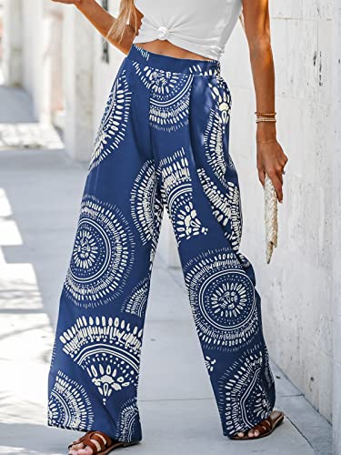 CUPSHE Women's Print High Waist Pants Blue Shorts with Wide Leg4