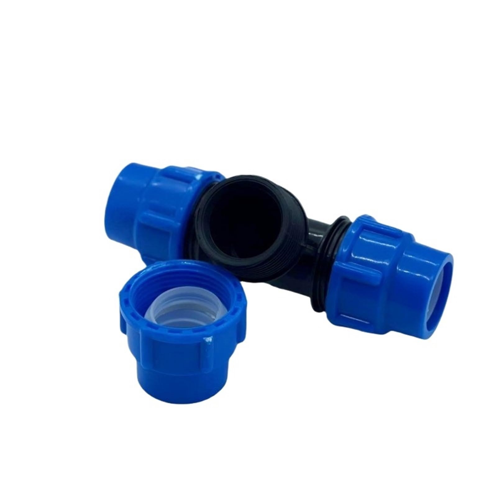 Accesorios de tubería de PE, conectores rápidos de tres vías for grifo, conectores de tubo de plástico de 16/20/25/32/40/50/63 mm for riego con agua corriente.(Black,63mm)