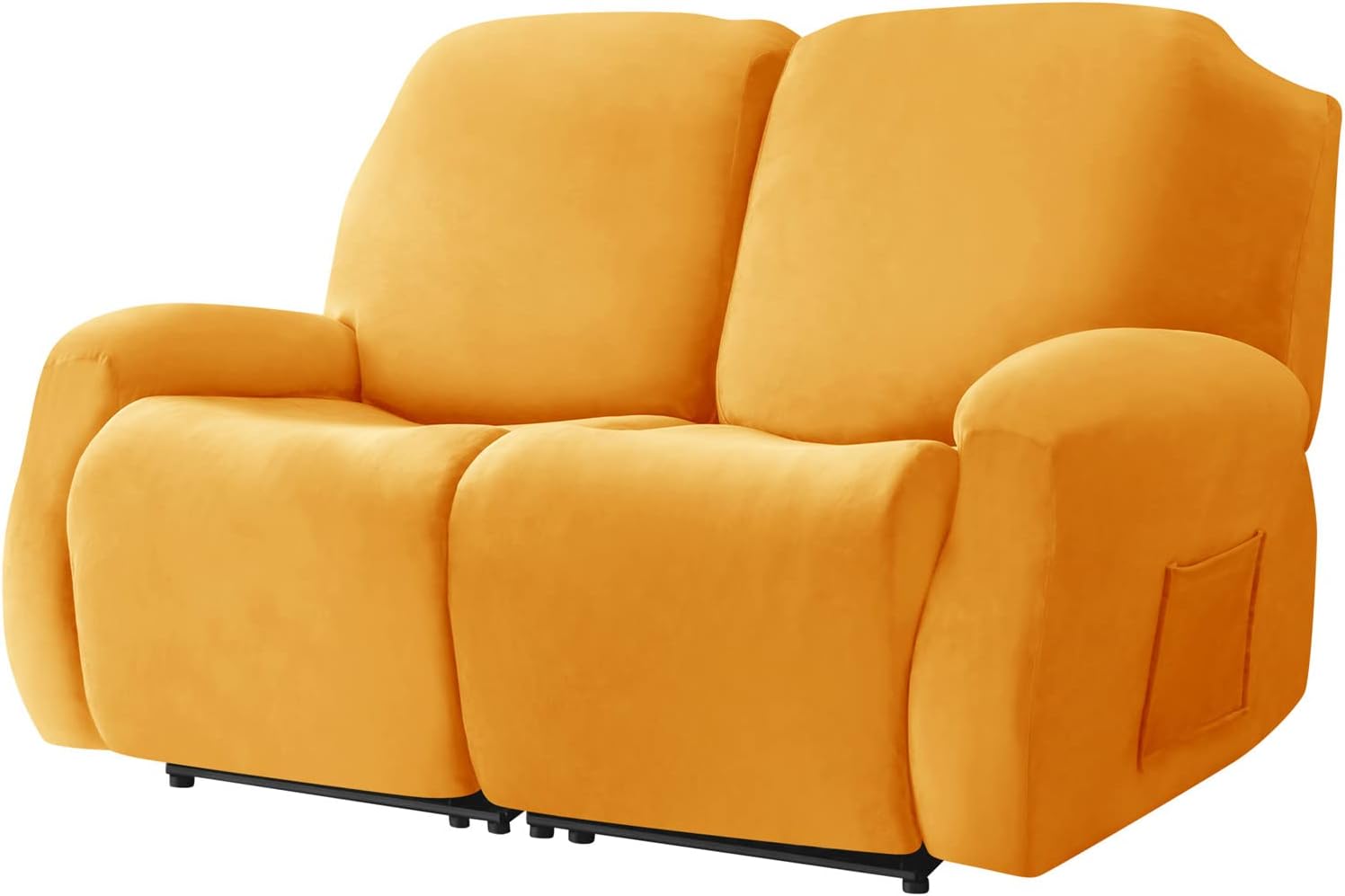 Recliner Slipcover for 1 2 3 Seater, High Stretch Velvet Recliner Sofa Covers Reclining Couch Covers Furniture Protector (Gold,2 Seater)