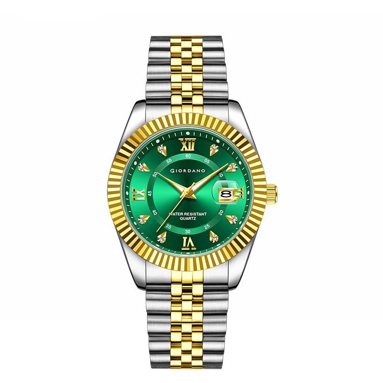 giordano Analog Watch for Men - Dual-Tone Stainless Steel Strap, Crystal Indices and Fluted Bezel-picture-32