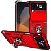 Produktbild ATISIJIE Handyhülle für Samsung Galaxy Z Flip4 Hülle, Stoßfest Schutzhülle Samsung Galaxy Z Flip4 Case Cover mit 360 Grad Metal Ring Halter Standard [Push-Window-Funktion] Rot