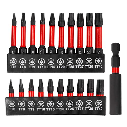 Yakamoz 21Pcs Impact Torx Bit Set, TT6-TT40 S2 Steel Security Torx